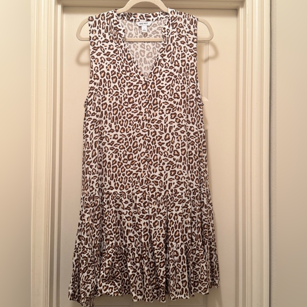 NWOT Nine West Leopard Print Sleeveless Mini Dress Size Large